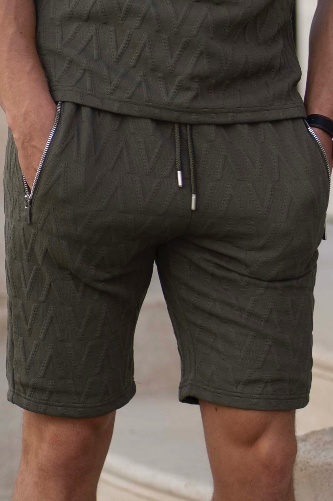 Khaki Embossed Essential Shorts